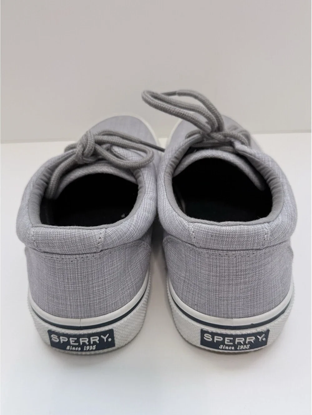 Sperry Top-Sider Men’s 9 Gray Canvas Lace Up Sneakers Memory Foam Casual
